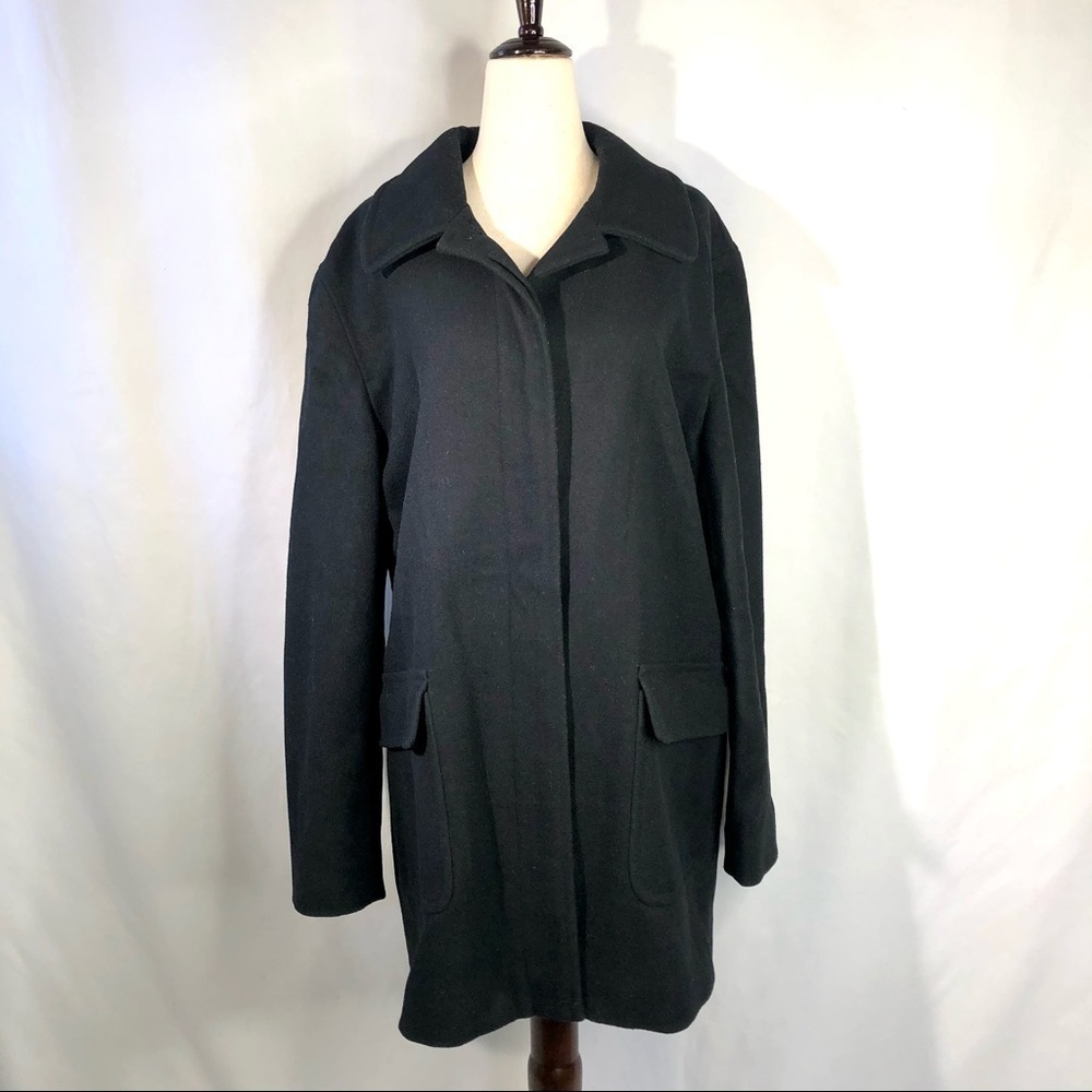 J Crew boxy wool coat black patch pockets size L